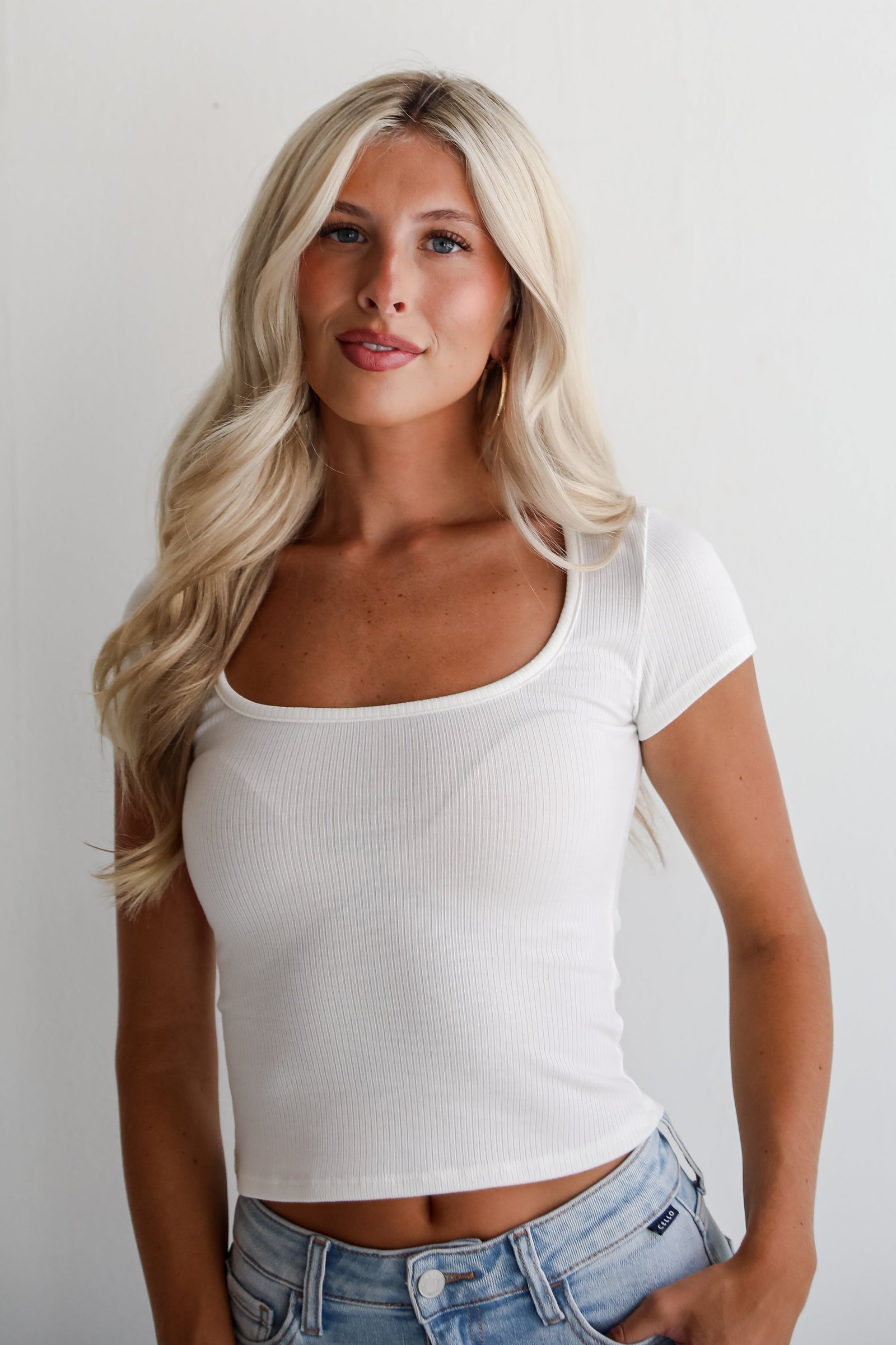 Harley Ivory Ribbed Tee - DU DEAL