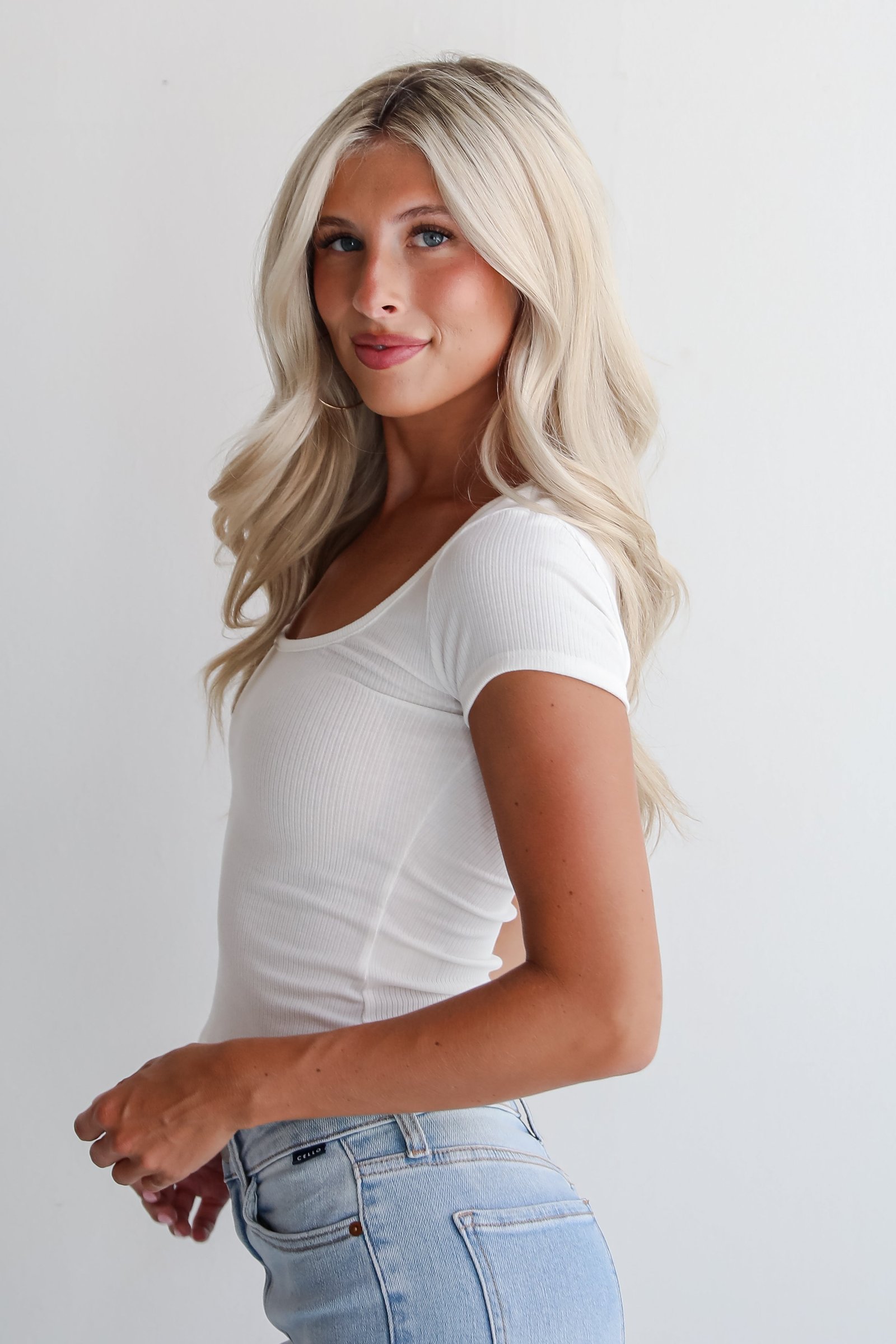 Harley Ivory Ribbed Tee - DU DEAL